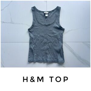 H&M top size Medium ribbed cotton scoop tank green gray grey